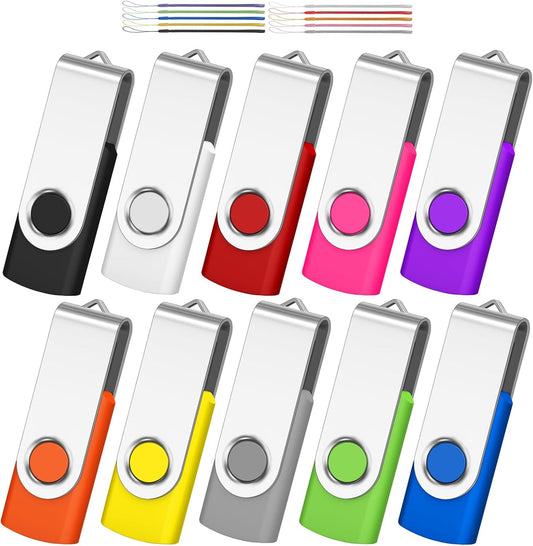AreTop 2GB 10 Pack USB2.0 10 USB Flash Drive Pen Drive Memory Stick Pendrive Thumb Drives Bulk for Fold Data Storage