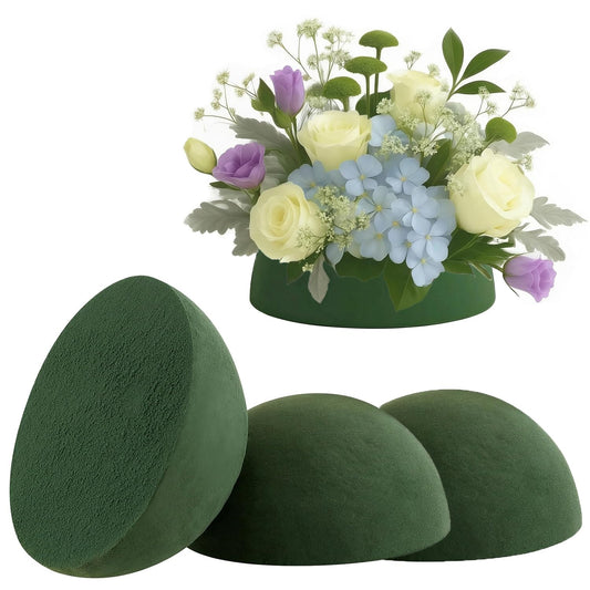 XDMsuxd 4 Pcs Floral Foam Half Ball, Green Dry & Wet Floral Foam Half Round for Fresh or Artificial Flower Arrangements, Florist Foam for Craft Supplies,Wedding and Party Decor, 7.5" W x 3.7" H