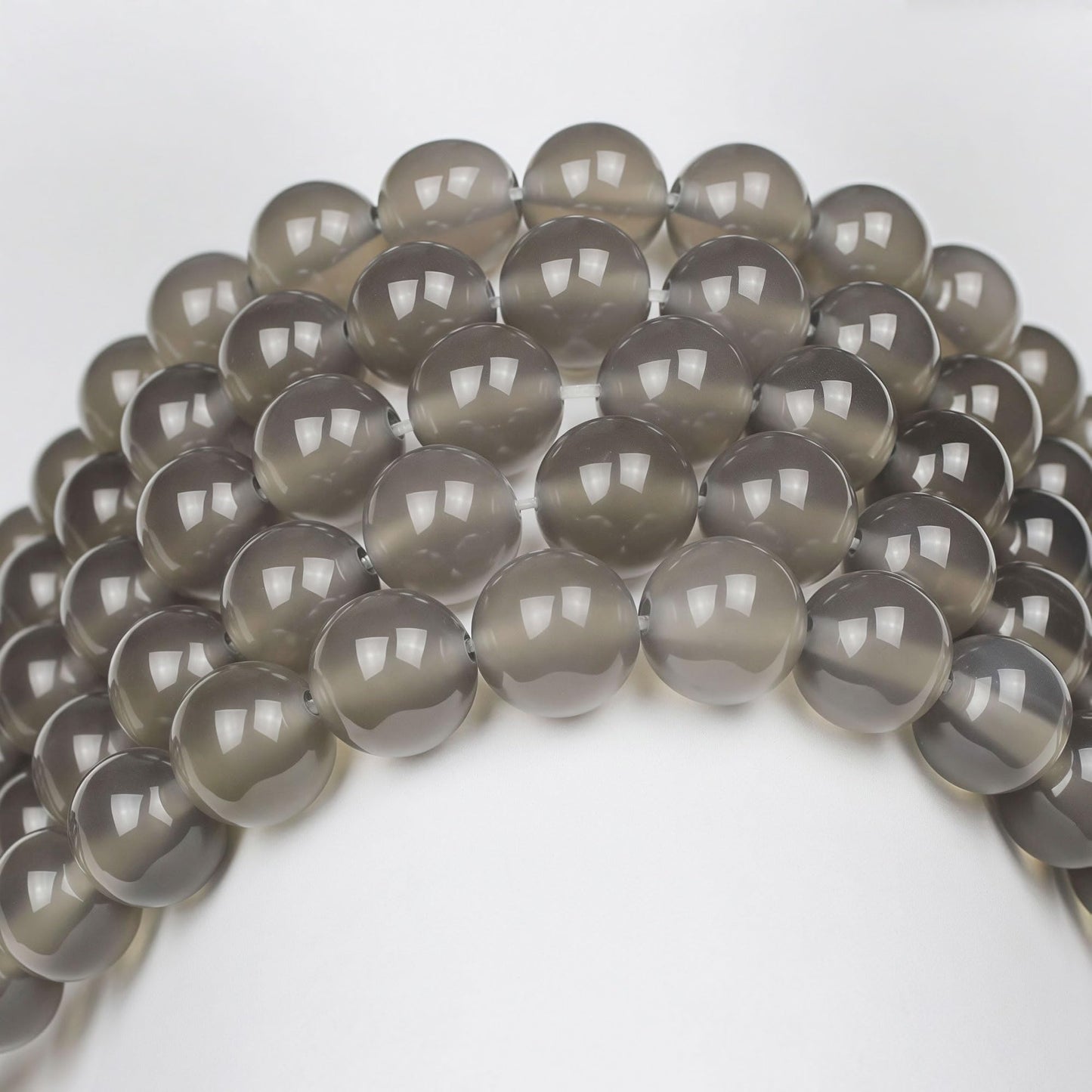 MJDCB 7A Natural Grey Agate Gemstone Round Stone Beads for Jewelry Making DIY Bracelet Necklace (12mm)