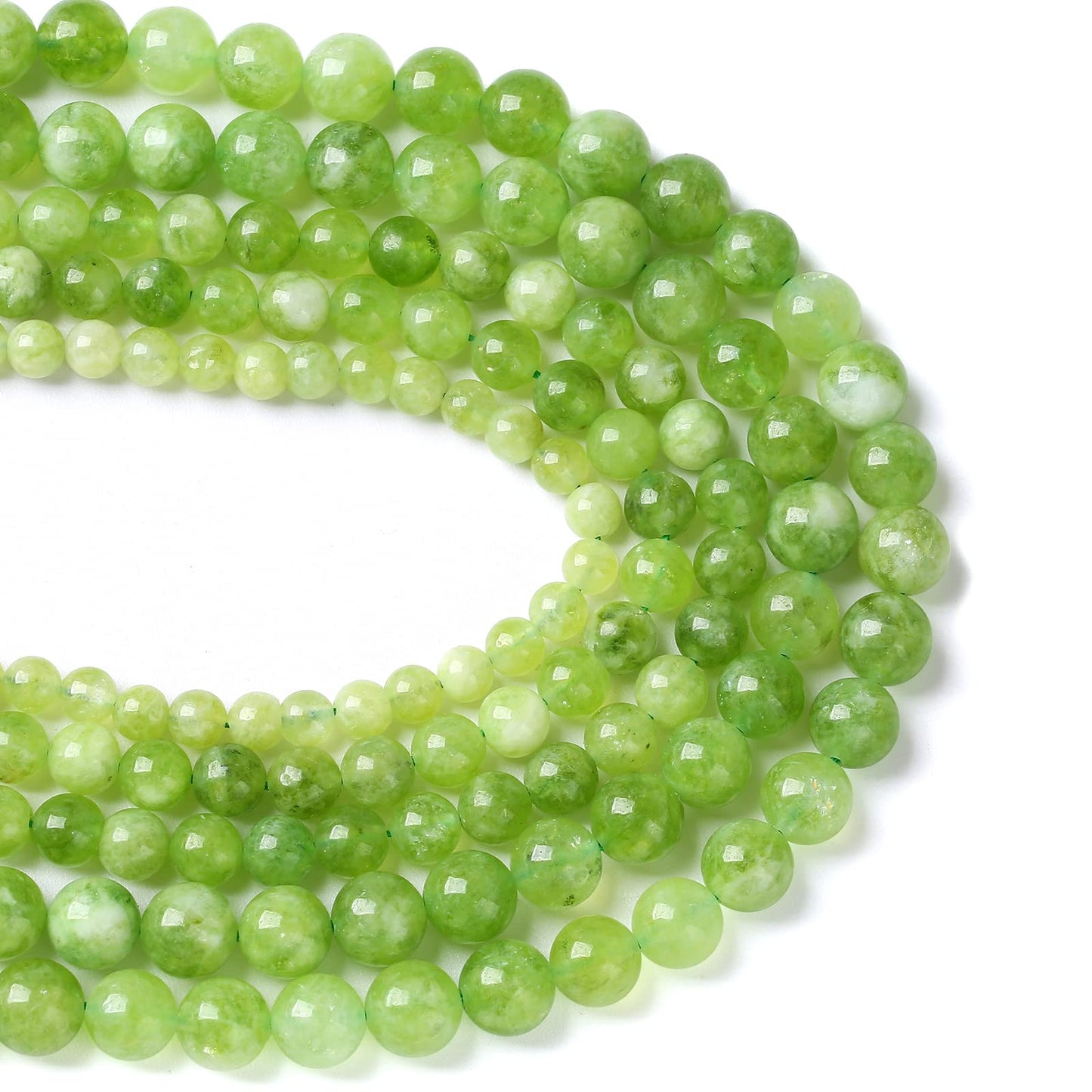 10MM 36PCS Natural Green Peridot Jade Quartz Beads for Jewelry Making DIY Bracelet Crystal 1 Strand