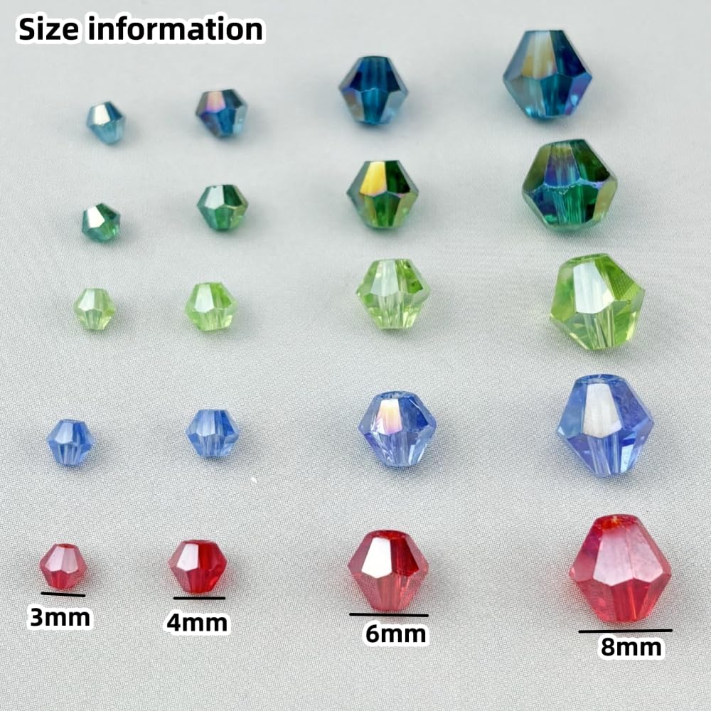 Pinhoollgo 500pcs 4mm Bicone Crystal Glass Beads Mix Colors