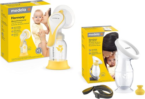 Medela Perfect Pair Bundle - Harmony Manual Breast Pump & Silicone Milk Collector | Lightweight, BPA-Free