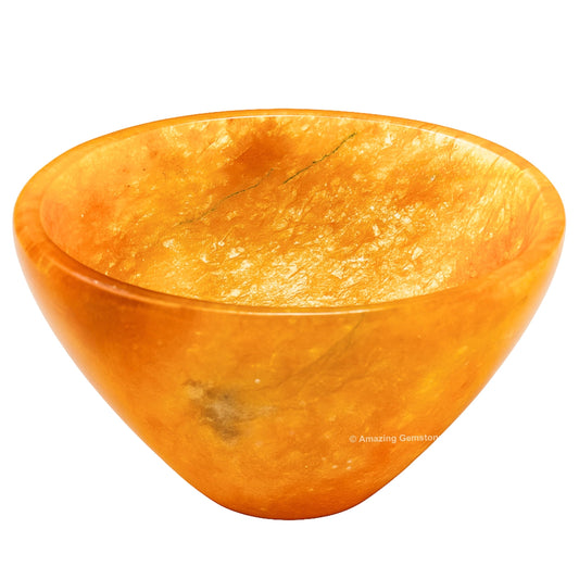 Golden Quartz Crystal Bowl - 2 Inch Decorative Bowls for Room and Home Decor - Gemstone Healing Crystals for Elegant Display, Positive Energy Balance and Gift