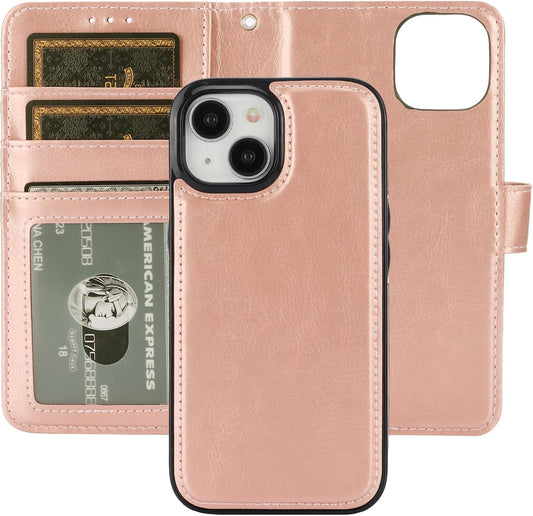 Bocasal 15 5G 6.1 inch Detachable Wallet Case for iPhone RFID Blocking Card Slots Holder Premium PU Leather Magnetic