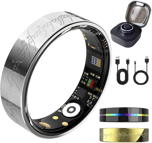 Ultra Smart Ring for Women Men,Health Fitness Tracker with Sleep/Blood Pressure/Oxygen Monitoring, Heart Rate & Activity Tracking,IP68 Waterproof, 5+Day Battery,No Subscription Fee 1-Silver 11