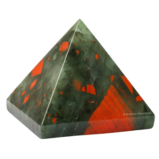 Amazing Gemstone African Bloodstone Pyramid Crystal Healing Stones - 2" Great Pyramid Figurine of Natural Stone Pyramid for Meditation, Reiki, Chakra Balancing and Crystal Pyramids Grid