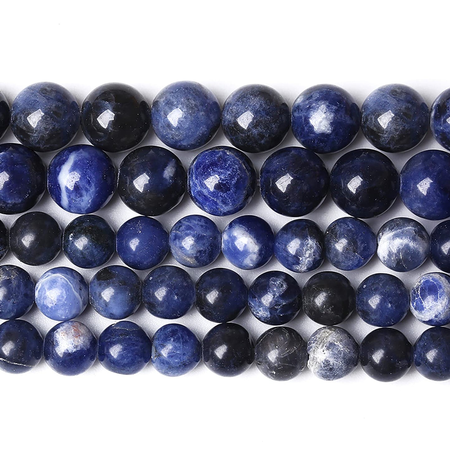 10MM 36PCS Natural Stone Deep Blue Sodalite Loose Beads for Jewelry Making DIY Bracelet Necklace
