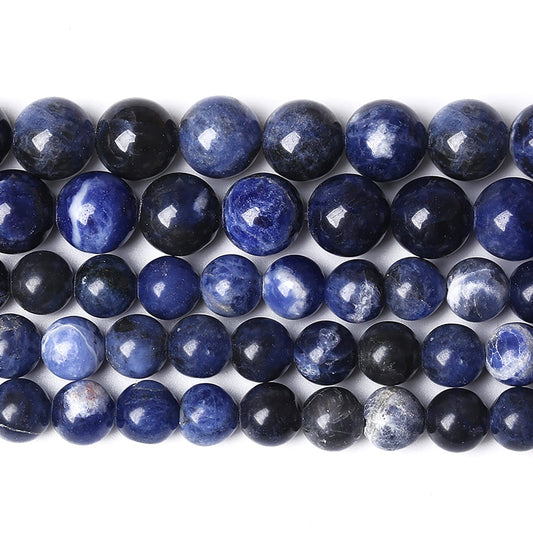 10MM 36PCS Natural Stone Deep Blue Sodalite Loose Beads for Jewelry Making DIY Bracelet Necklace