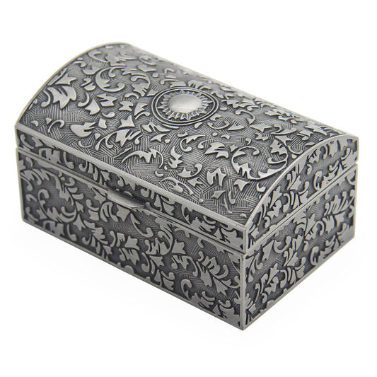 AVESON Vintage Metal Jewelry Box Small Trinket Storage Organizer Box Chest Ring Case for Girls Women, Tin Color, Small