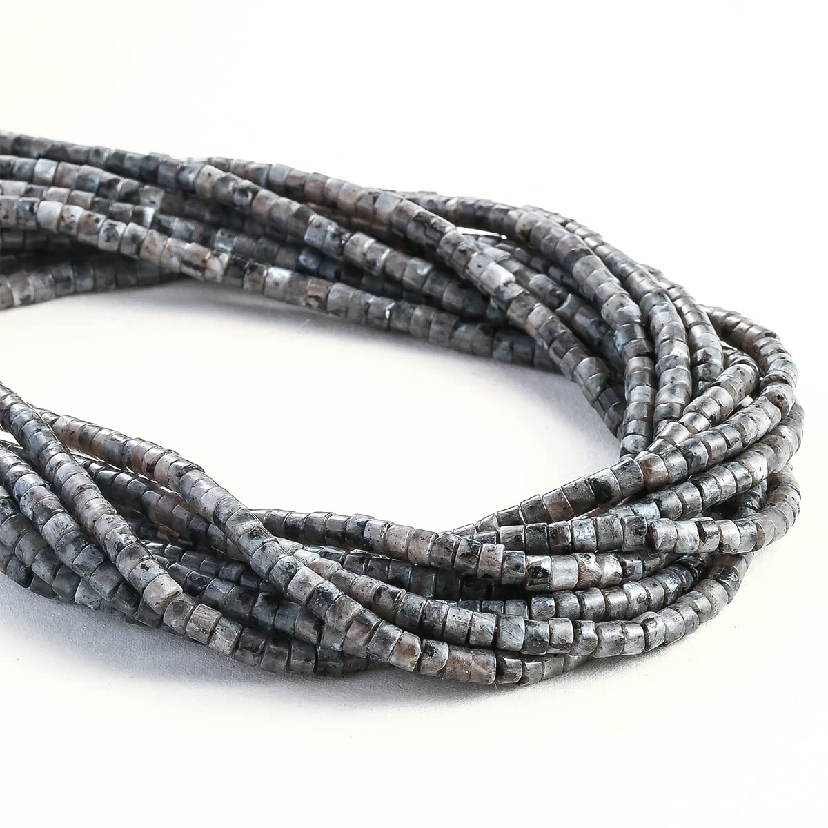 Natural Black Spectrolite Stone Spacer Beads 4x2mm 38cm/str Flat Round Loose Semi Gemstone Caps for Making Bracelets Necklace