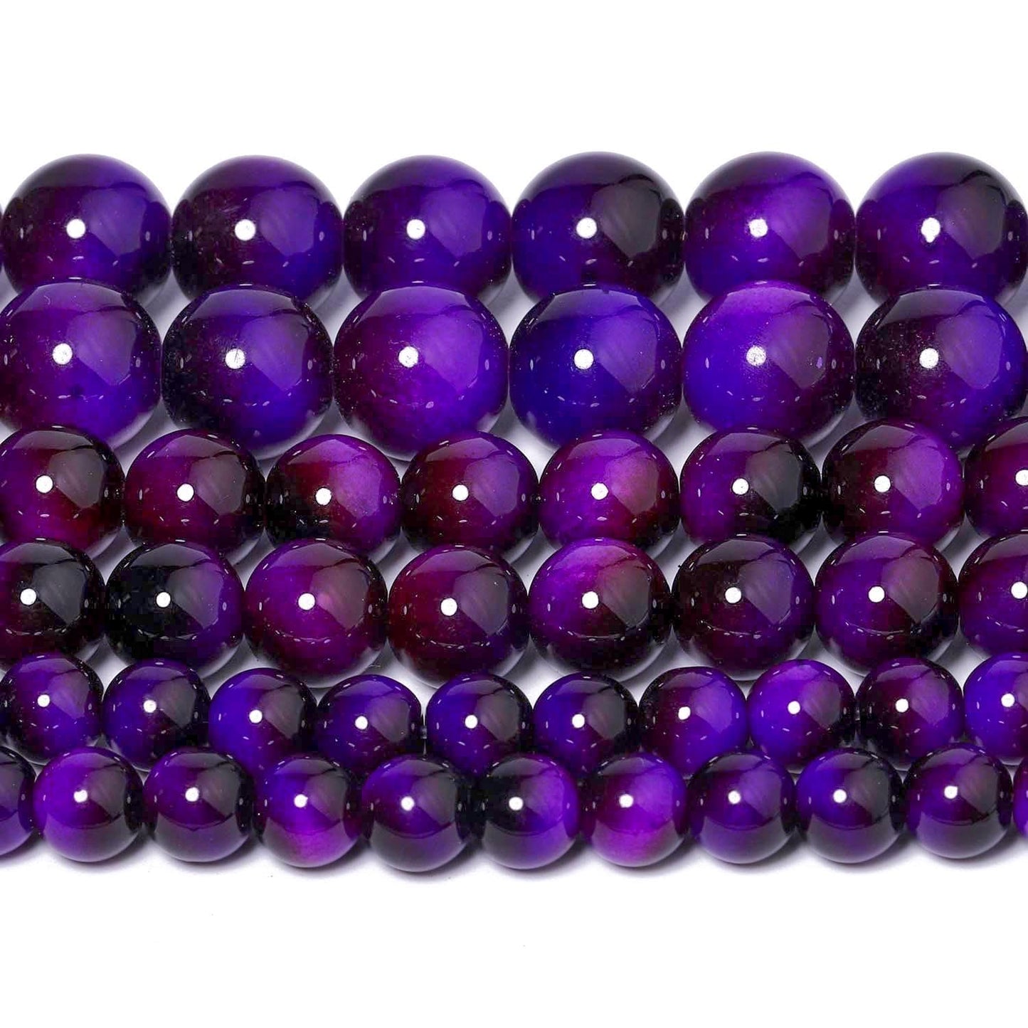 Song Xi 45PCS 8mm Purple Tiger Eye Gemstone Beads for Jewelry Making, Round Smooth Glass Beads for DIY Bracelet Necklace Earring Keychain, Arts and Crafts, for Christmas Wedding Birthday