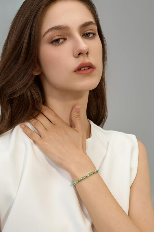 Pearich 14K Gold Filled Turquoise Tennis Bracelets For Women, Turquoise Gemstone Tennis Bracelet, 3mm Classic Bezel Bracelets for Women,Jewelry for Women Christmas Valentines,Mothers Day 6 Inch