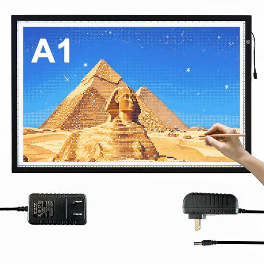 A1 Extra Large LED Light Pad (34.6"x23.6") - Upgraded Durable Tracing Light Box with 5-Level Brightness - Dot-Free Eye Protection Board for 5D Diamond Art Painting, Sketching, Drafting & Tracing