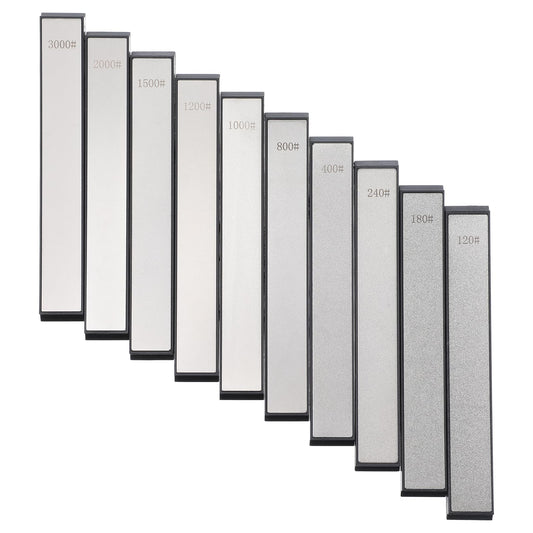 10 PCS Diamond Knife Sharpening Stones Set – 120# to 3000# Grit, Professional Whetstone Kit for Ruixin Sharpeners & Handheld Use – Non-Slip Base, Durable Diamond Plates for Kitchen & Outdoor Tools