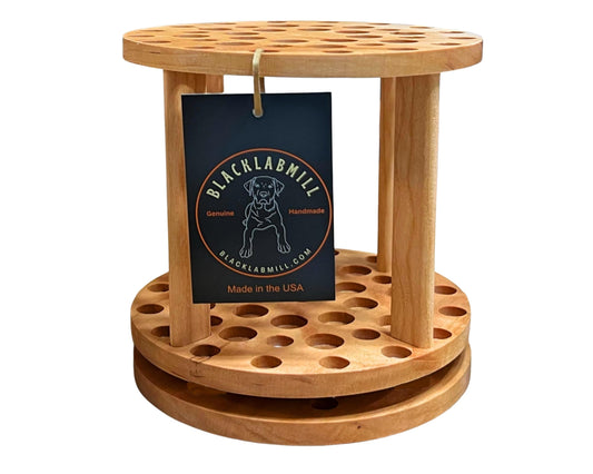 BlackLabMill Rotating Paint Brush Holder - Handmade Paint Brush Holder Rotating Art Supply Organizer – Large Capacity Cherry Hardwood Brush Organizer for Desk, Arts and Crafts