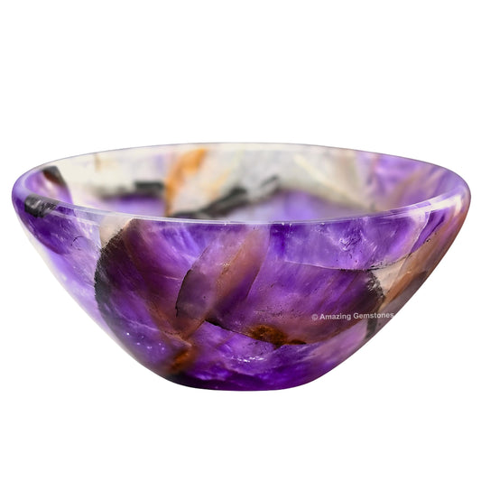 Amethyst Crystal Bowl - 2 Inch Decorative Bowls for Room and Home Decor - Gemstone Healing Crystals for Elegant Display, Positive Energy Balance and Gift