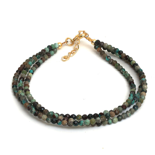 Gempires Turquoise Beaded Bracelets Multi Strand Handmade Jewelry Hypoallergenic 8 Inch Gold Plated December Birthstone Elegant Jewelry Gifts For Women