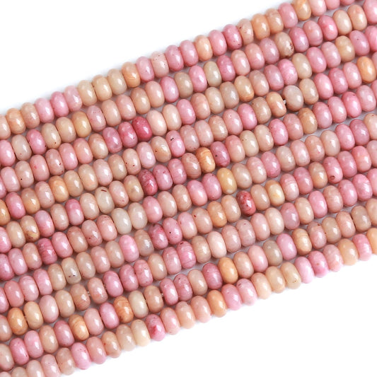 150PCS 2x4mm Natural Rhodochrosite Rondelle Beads Abacus Disk Stone Beads Round Loose Spacer Gemstone Beads for DIY Bracelet Necklace Jewelry Making