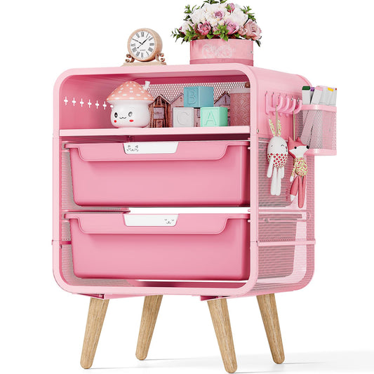 SYKIARIOL Pink Nightstand, Cute End Table with Storage Drawer, Kids Nightstand for Bedroom Furniture, Bedside Table Small Desk Coffee Table for Living Room, Dorm, Office