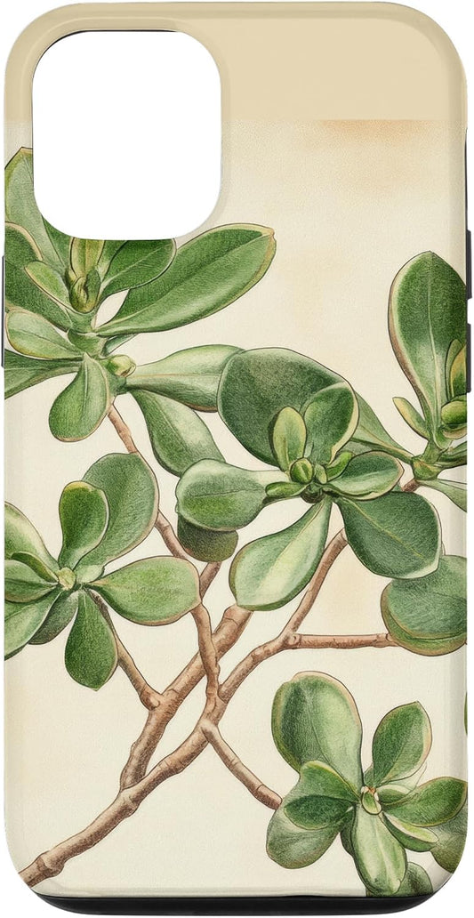 Antique Plant Botanical Art Garden DonaOnca 12/12 Succulent Jade Plant Vintage Scientific Illustration Plant Case