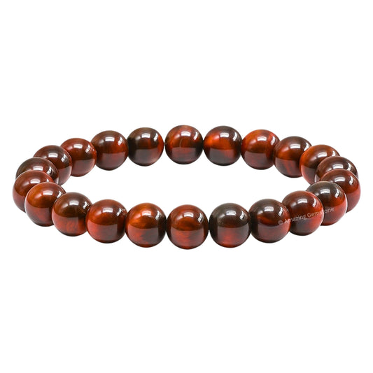 Amazing Gemstone Crystal Bracelet for Women Men's Gifts - Protection Healing Crystal Bracelet - 8mm Gemstone Beaded Stretchable Bracelet Pulseras Para Hombres Mujer Stocking Stuffers Mothers Day Gift (Red Tiger Eye)