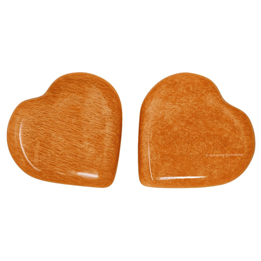 Amazing Gemstone Peach Moonstone Stone Heart - Pack of 2 Crystal Heart Stones Rocks - Corazones De Piedra Crystals and Healing Stones Heart Shaped Crystal - Stocking Stuffers Gifts