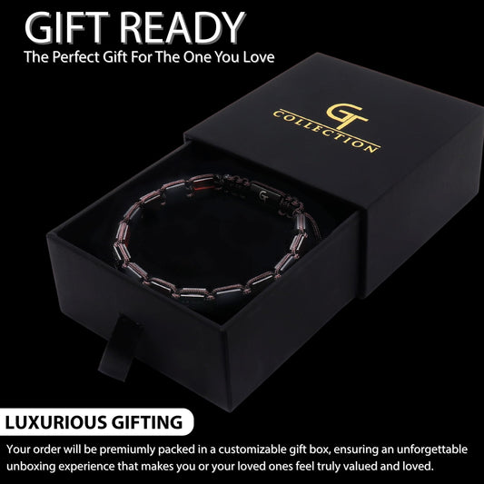 Flat Bead Bracelet, Red Tiger Eye Gemstone Adjustable Bracelets for Men - Beaded Energy Bracelet for Confidence and Passion, Handcrafted Men's Jewelry Gifts for Men