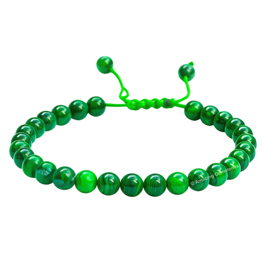 Amazing Gemstone Malachite Bracelet for Women Men's Gifts - Protection Healing Crystal Bracelet - 6mm Gemstones Beaded Adjustable Bracelet Pulseras Para Hombres Mujer Stocking Stuffers