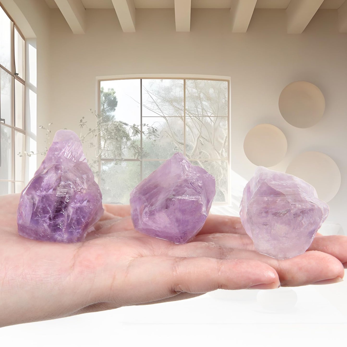 1.1lb Bulk Raw Amethyst Stone Rough Crystal-Natural Raw Stones Crystal for Tumbling, Cabbing, Fountain Rocks, Decoration,Polishing, Wire Wrapping, Wicca & Reiki Crystals Healing