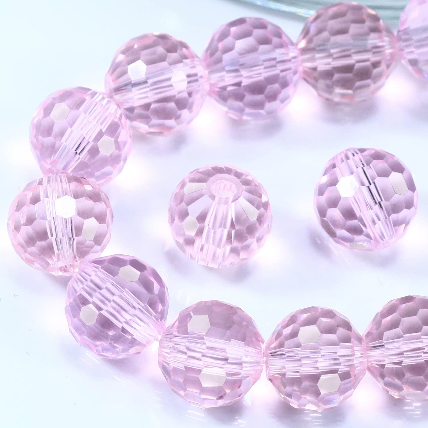 Dowarm 150PCS 6MM Round Crystal Glass Beads for Jewelry Making, Pink Faceted Crystal Rondelle Spacer Beads for Crafts Bracelet Wind Chimes Suncatcher
