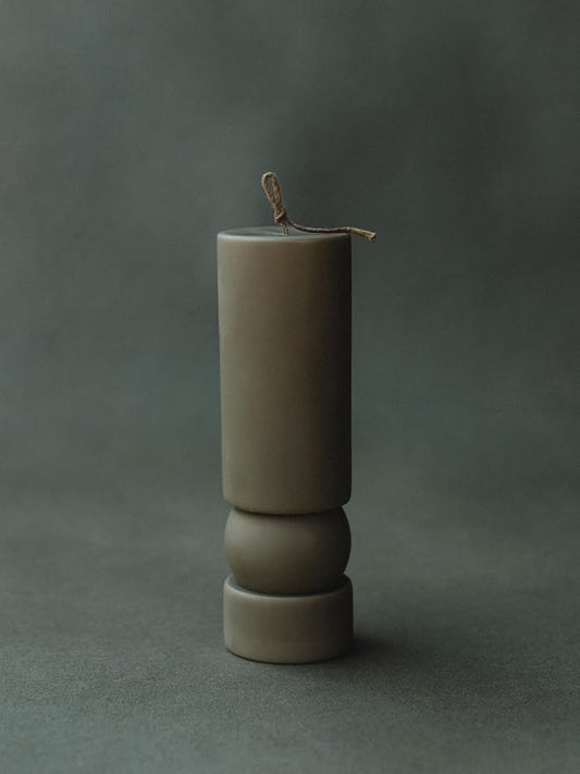 LAWA Zen Candle - Beautiful Handmade Pillar Scented Soy Wax Elegant Aesthetic Candle Housewarming Gift Home Room Shelf Decor Idea (Earthy Green)