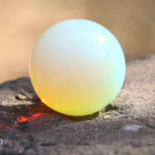 Crocon 45mm Opalite Stone Sphere Ball with Metal Stand 1400+ Carats Gemstone Ball Healing Sphere Sculpture Figurine for Fengshui Divination Home Decoration Photography Crystal Sphere