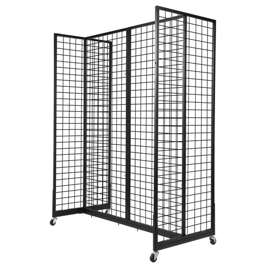 NectaCol Grid Gondola Unit, 4pcs 2'x 5' Grid wall Panels with Sturdy Frames, Gridwall Display Stand with Wheels, Craft Show Gridwall Display Rack, Art Display - Black