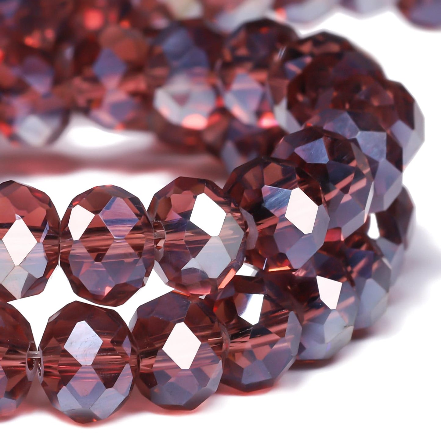 NITOPUPU 1000pcs 4mm Crystal Glass Beads for Jewelry Making Faceted Rondelle Flat Beads for Bracelets Necklace Earrings DIY Crafts (Purple Crystal AB Bead)