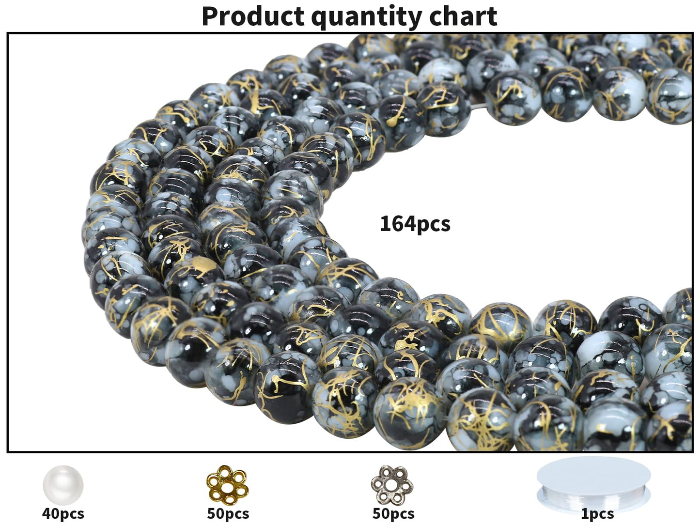 Pamir Tong 300PCS 10mm Glass Beads for Jewelry Making,Round Smooth Beads, Bracelet Space Loose Beads for Earring, Necklaces, DIY Crafts & Gifts-Adult Craft Supplies