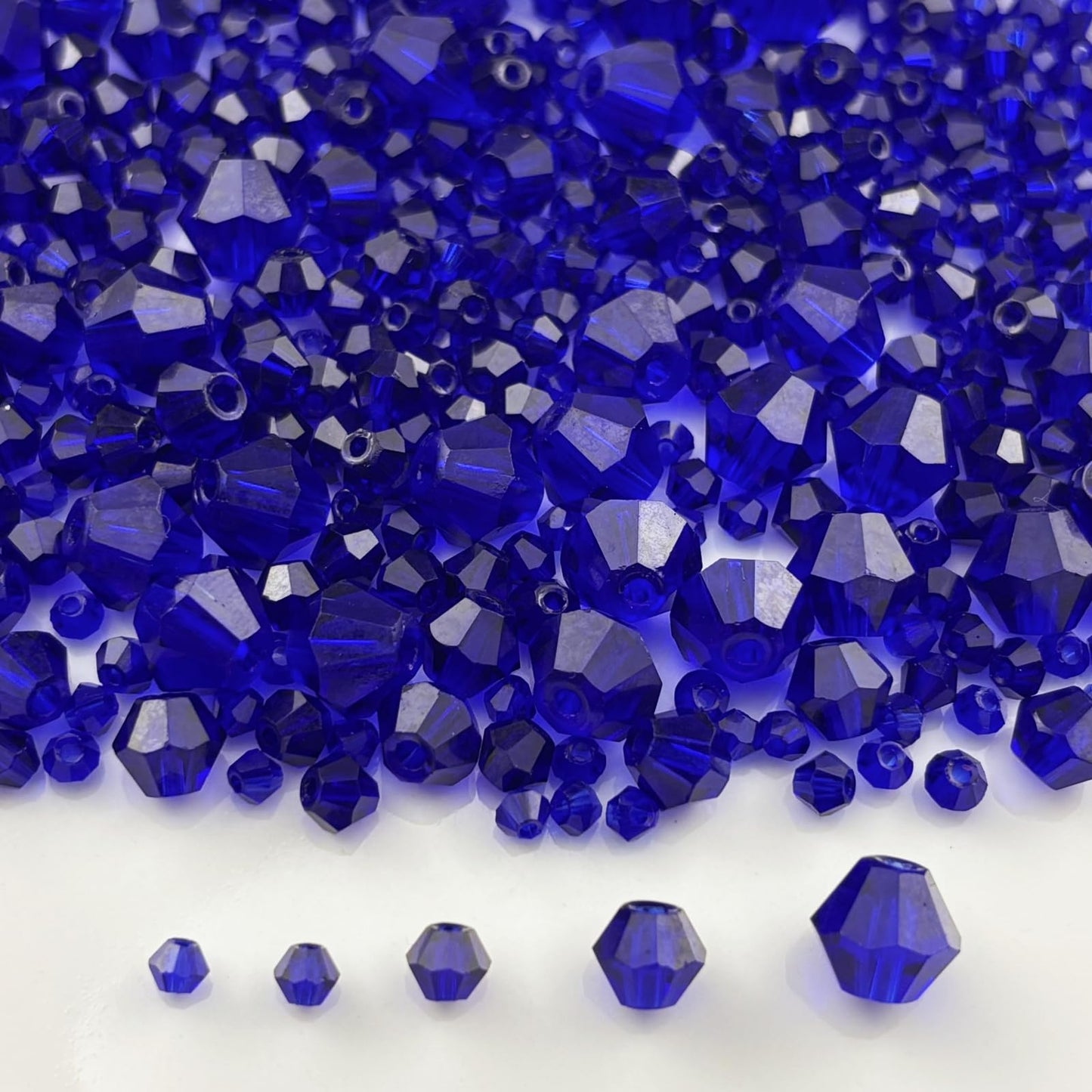 Pinhoollgo 1310pcs Bicone Crystal Glass Beads 2mm 3mm 4mm 6mm 8mm Faceted Crystal Spacer Beads for Bracelets Necklace Pendants Earrings DIY Jewelry Craft Making(Dark Blue)