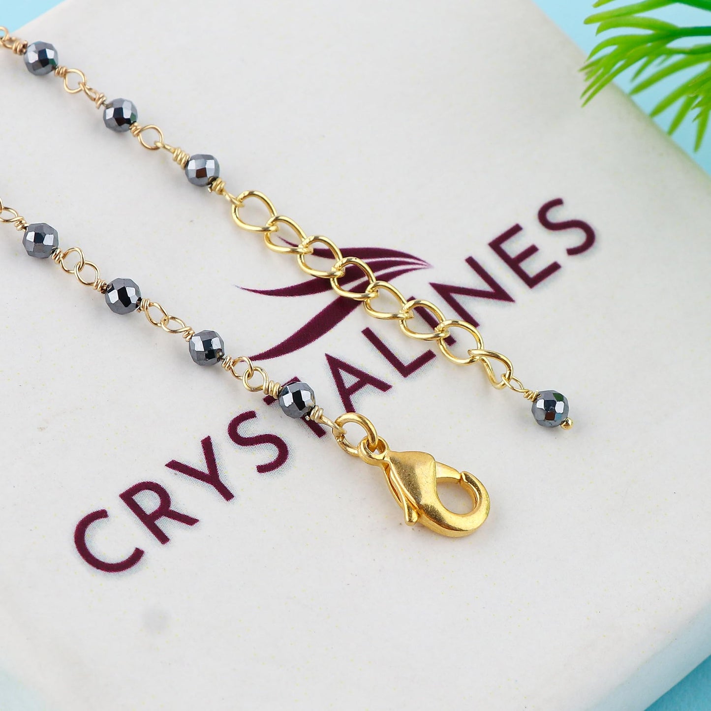 CRYSTALINES Natural Teraherts Gemstones Rosary Bracelet, Handmade Gold Plated Jewelry, Wire-Wrapped, Beaded Rosary Chain, Healing Crystals, Women Bracelet, Adjustable Chain, 7+1inch, A Grade