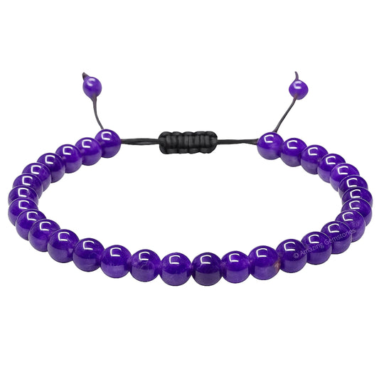 Amazing Gemstone Amethyst Anklet Ankle Bracelets for Women - Waterproof Beaded Healing Crystal Anklets, Plus Size Chakra Gemstone Bead Anklet (Stretchy Adjustable - Plain)