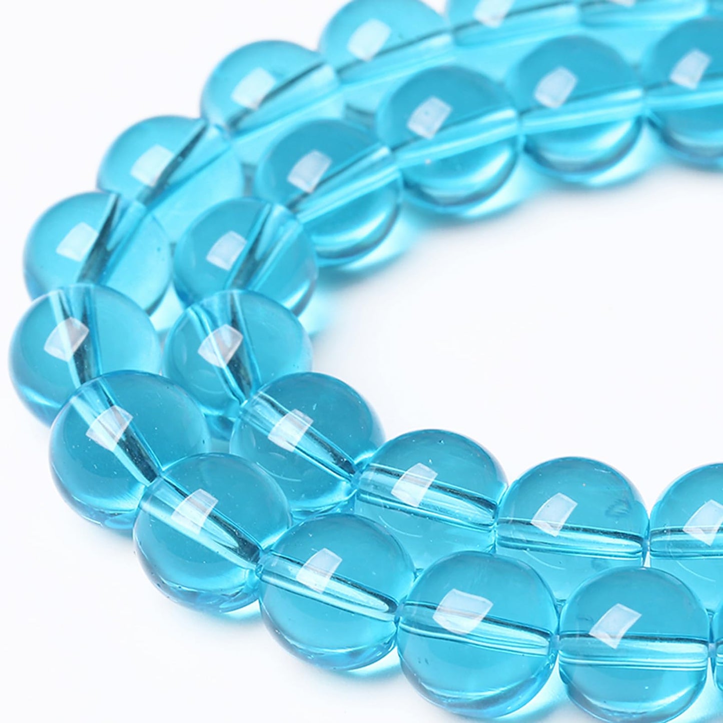 zhovmylo 12MM Lake Blue Glass Beads Natural Gemstone Round Loose Stone Beads for Jewelry and Bracelets Making 32pcs 15"