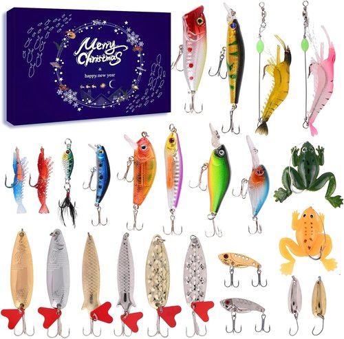 Lihome Fishing Advent Calendar 2026 - 24-Day Fishing Lure Set for Men & Boys | Freshwater & Saltwater GEA