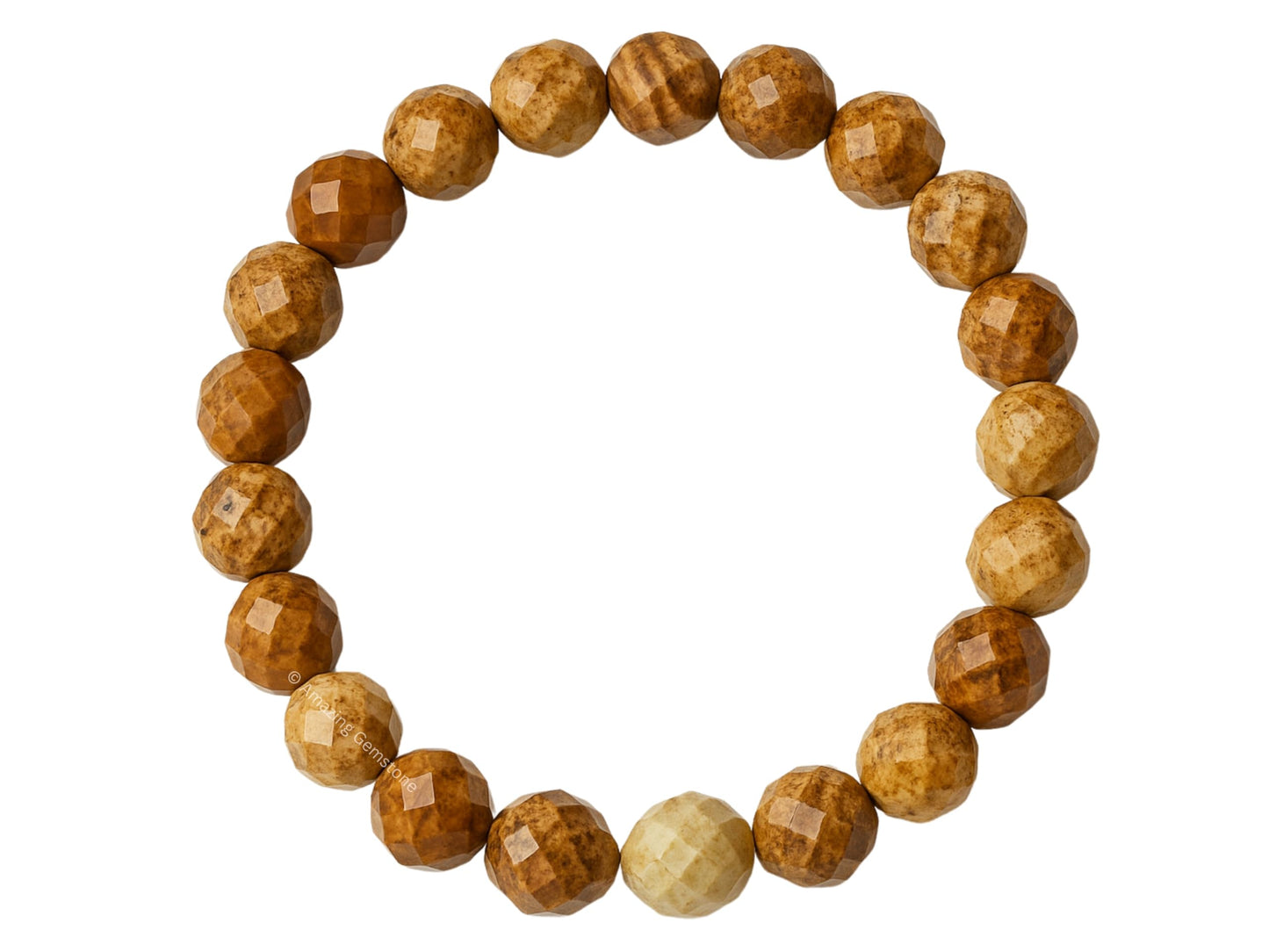 Amazing Gemstone Picture Jasper Bracelet for Women - Chakra Mens Bracelet Protection Crystals&Healing Stones - Blessing Bracelet Spiritual Meditation Gift (Faceted Beaded Bracelet)