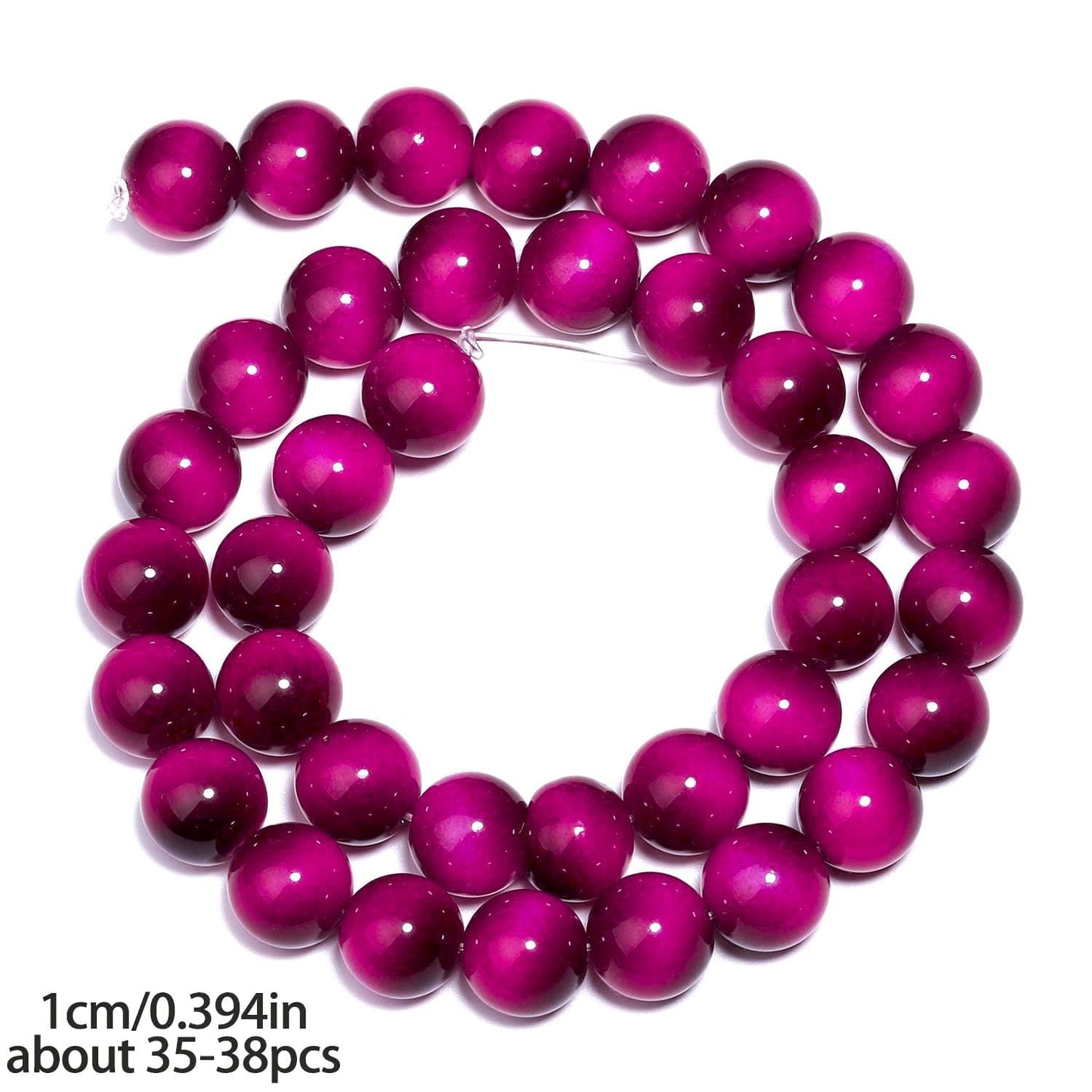 Song Xi 38PCS 10mm Rose Pink Tiger Eye Gemstone Beads for Jewelry Making, Round Smooth Glass Beads for DIY Bracelet Necklace Earring Keychain, Arts and Crafts, for Christmas Wedding Birthday