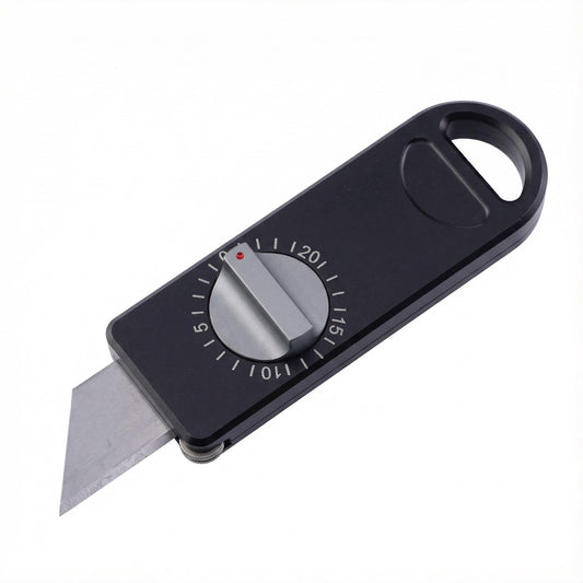 Fortedgear EDC Utility Knife with Precision Scale Knob, CNC Aviation Aluminum Box Cutter, Roller Guide Leather Craft Tool for Paper & Mailroom, Includes 10 SK2 Blades & Gift Box (Black)