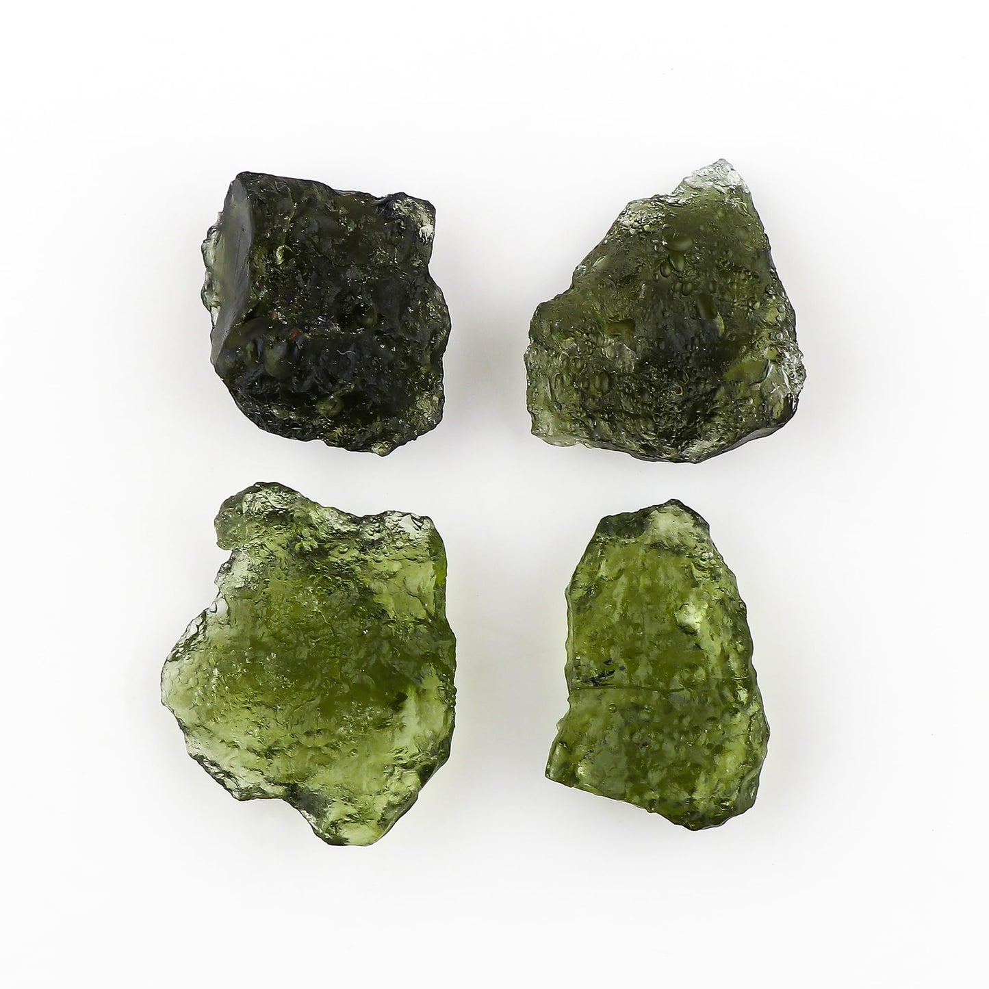 CRYSTALIS (4pcs) (5+gm) (14-20mm) Raw Synthetic Green Moldavite, High Grade Loose Gemstone Wholesale Bulk Rough Jewelry Making Supply, Chakra Stones, Wire Wrapping, DIY, Gem Collection