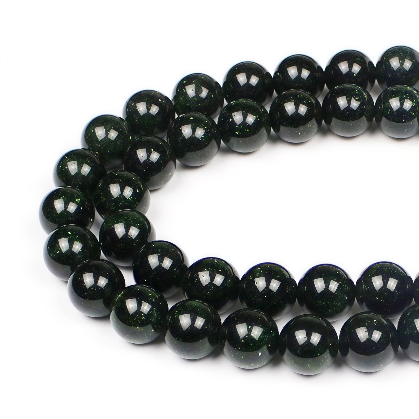 MJDCB Best Sellers Green Sand Stone Round Stone Beads for Jewelry Making DIY Bracelet Necklace (8mm)