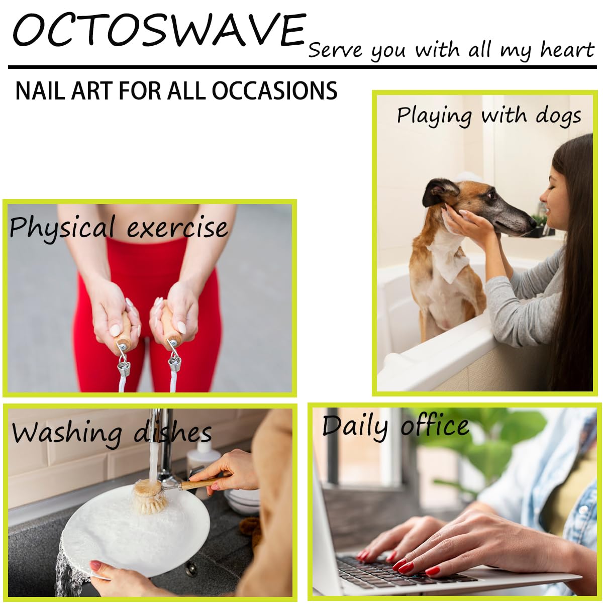 octoswave Press on Nails Long Square Fake Nails French White Artificial Nail 3D Rhinestones Stick on Nail for Women 24pcs