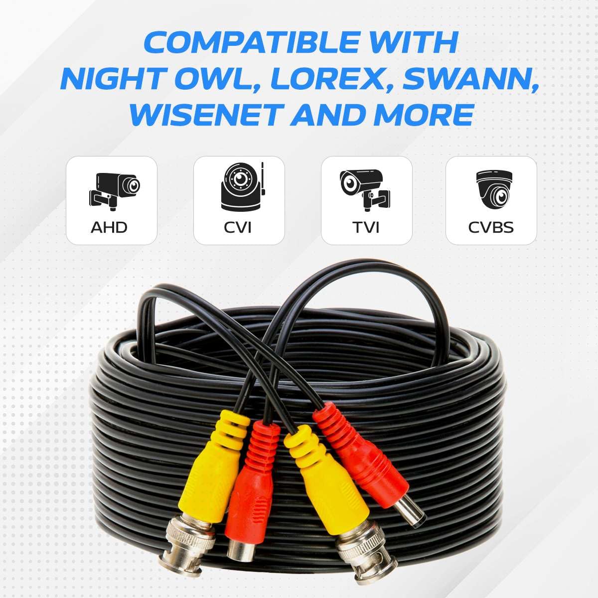 50FT Cables Direct Online Black Premade BNC Video Power Cable Extension Wire for CCTV, Security Camera, DVR