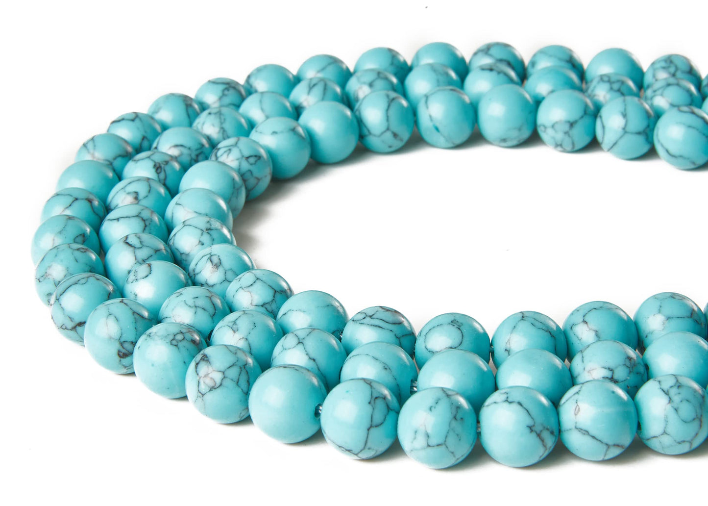 100pcs 10mm Blue Turquoise Beads Natural Gemstone Beads Round Loose Beads for Jewelry Making