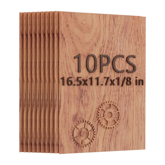 Creatorally 10 Pack Rosewood Plywood Sheets, 16.5"x11.7"x1/8" Unfinished Wood Blanks, Ideal for Laser Cutting, Engraving, DIY Crafts, Wood Burning, Sign Making & Home Decor