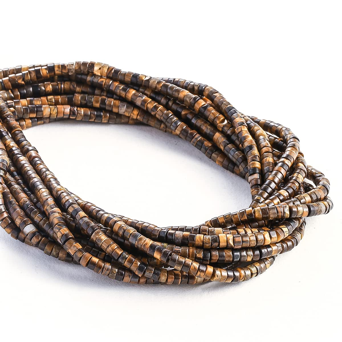 Natural Yellow Tiger Eye Stone Spacer Beads 4x2mm 38cm/str Flat Round Loose Semi Gemstone Caps for Making Bracelets Necklace